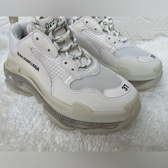 Balenciaga Triple S Platform Eggshell Sneakers Size 37 - Picture 7 of 15